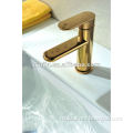 Gold-Plated Finish Brass Single Level Basin Faucet